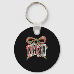 Coquette Bow Merry Christmas Nana Grandma Xmas Paj Keychain