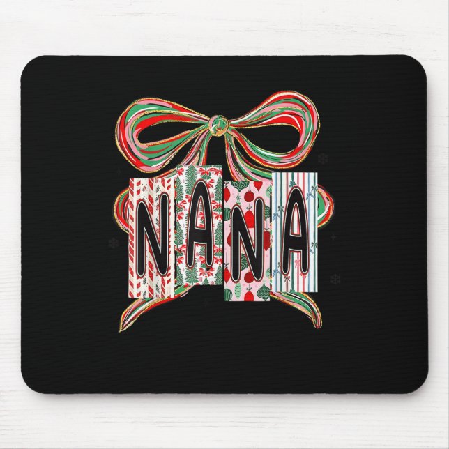 Coquette Bow Merry Christmas Nana Grandma Xmas Paj Mouse Pad (Front)