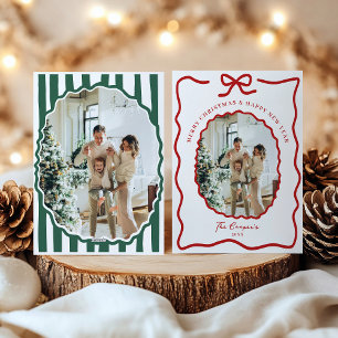 Coquette Bow Merry Christmas Photo Holiday Card