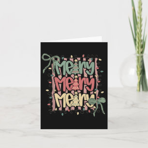 Coquette Bow Merry Christmas Tree Xmas Lights Girl Card