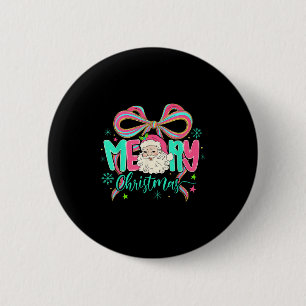 Coquette Bow Merry Christmas Xmas Santa Snowflake 2 Inch Round Button