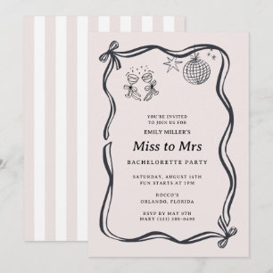 Coquette Bow Miss to Mrs Bachelorette  Invitation