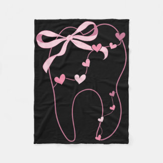 Coquette Bow Molar Dentist Dental Hygienist Valent Fleece Blanket