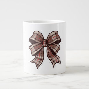 coquette bow mug, checkered design large coffee mug