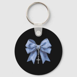 Coquette Bow Necklace Jesus Cross Christian Religi Keychain