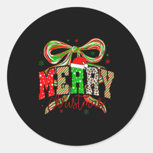 Coquette Bow Nk Christmas Tree Merry Xmas Girl Wom Classic Round Sticker