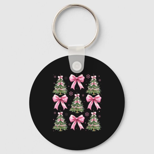 Coquette Bow Nk Christmas Tree Xmas Pajamas Women  Keychain (Front)
