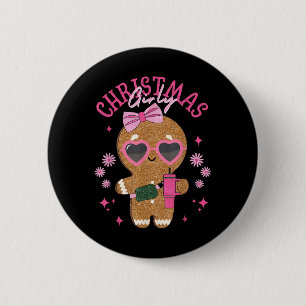 Coquette Bow Nk Gingerbread Christmas Girly Xmas H 2 Inch Round Button