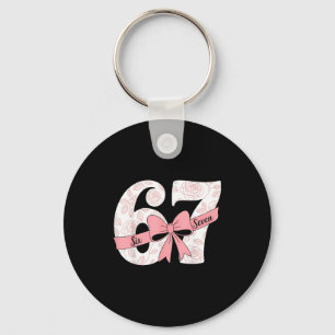Coquette Bow Number 67 Meme Nk Floral  Keychain