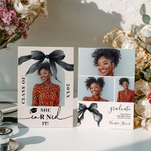Coquette Bow Nurse 4-Photo Graduation Invitation