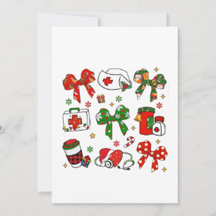 Coquette Bow Nurse Christmas Nursing Merry Xmas Holiday Card