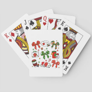 Coquette Bow Nurse Christmas Nursing Merry Xmas Playing Cards