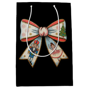 Coquette Bow Nutcracker Christmas Family Holiday Medium Gift Bag