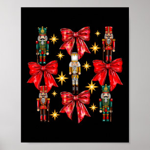 Coquette Bow Nutcracker Xmas Merry Christmas Famil Poster
