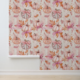 Coquette Bow Pastel Pumpkin Aesthetic Pattern  Wallpaper