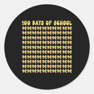 Coquette Bow Pencil 100 Days Of School Classic Round Sticker