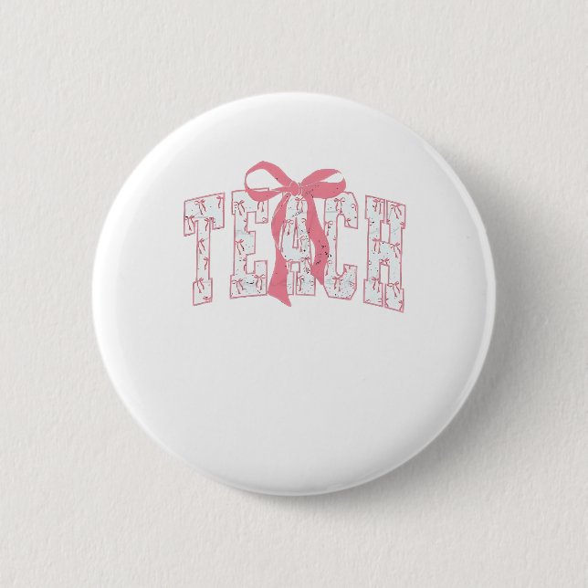 Coquette Bow Pencil Design Teacher Educators   2 Inch Round Button (Front)