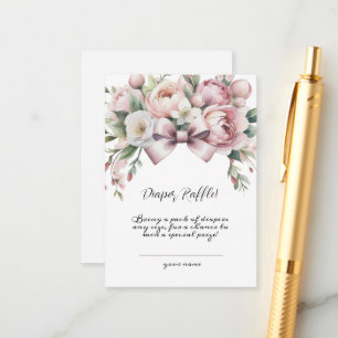 Coquette Bow & Peony Watercolor Diaper Raffle Enclosure Card