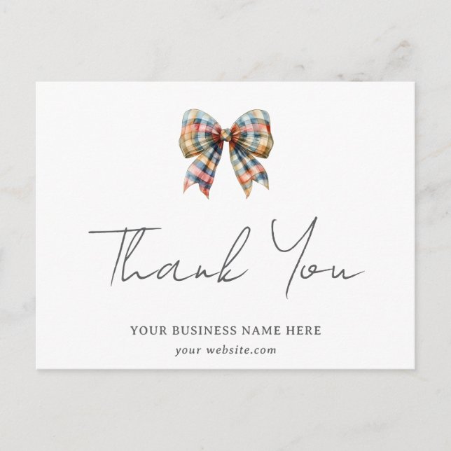 Coquette Bow Personalized Business Thank You Postcard (Front)