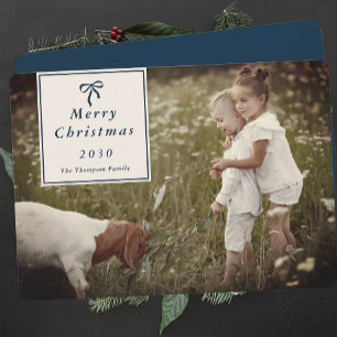 Coquette Bow Personalized Family Photo Christmas Holiday Card