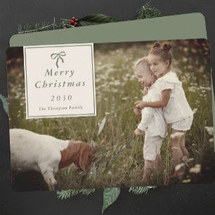 Coquette Bow Personalized Family Photo Christmas Holiday Card