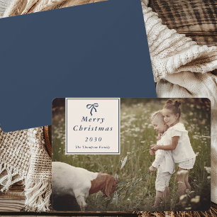 Coquette Bow Personalized Family Photo Christmas Holiday Card