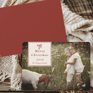 Coquette Bow Personalized Family Photo Christmas Holiday Card