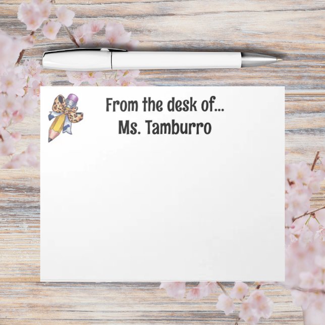 Coquette bow personalized with name back to school notepad (Creator Uploaded)