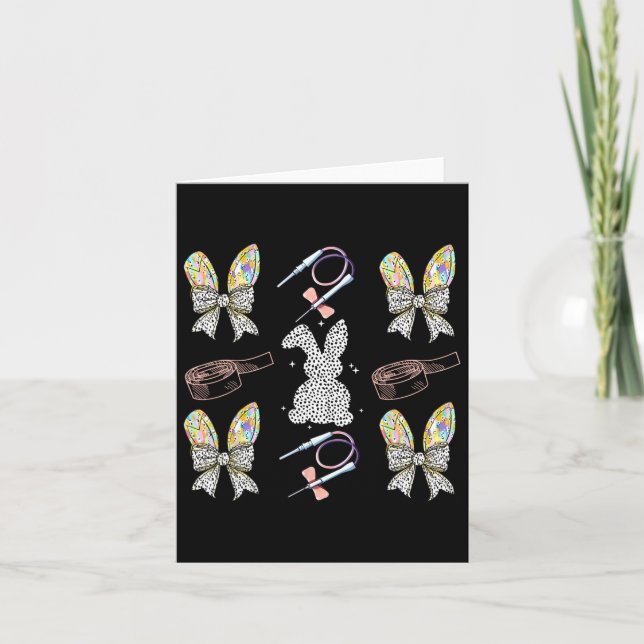 Coquette Bow Phlebotomy Easter Bunny Phlebotomist  Card (Front)