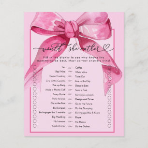 Coquette Bow   Pink Baby Girl Shower Game