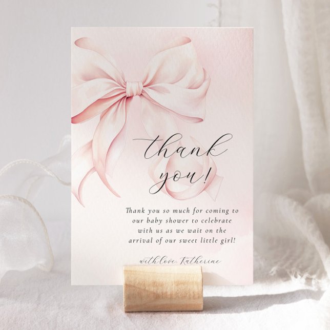Coquette Bow Pink Baby Shower Thank You Card (Creator Uploaded)