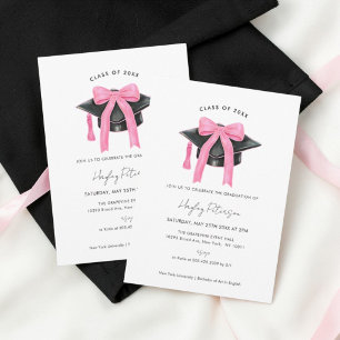 Coquette Bow Pink Graduation Party Invitation