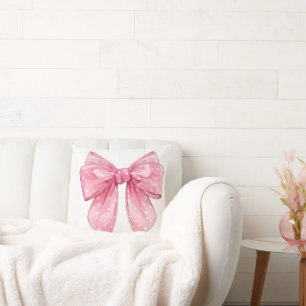 Coquette Bow Polka Dot Throw Pillow