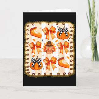 Coquette Bow Pumpkin Season Thanksgiving Autumn Fa Card