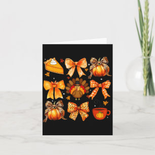 Coquette Bow Pumpkin Season Thanksgiving Autumn Fa Card