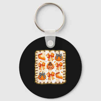 Coquette Bow Pumpkin Season Thanksgiving Autumn Fa Keychain