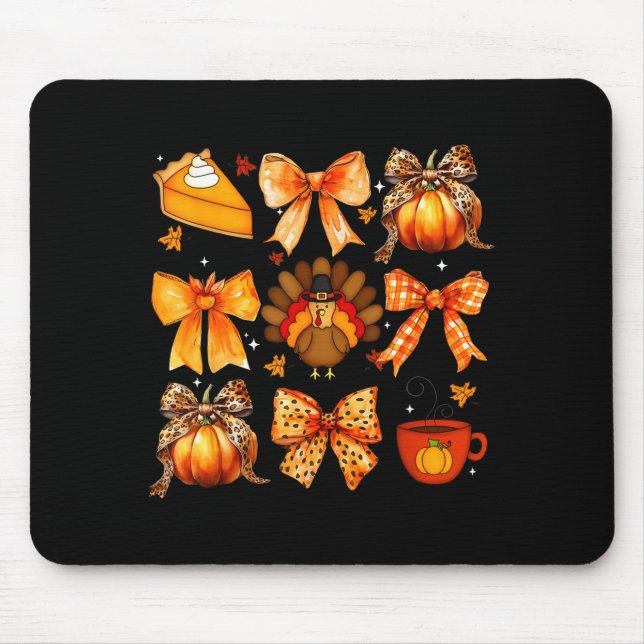 Coquette Bow Pumpkin Season Thanksgiving Autumn Fa Mouse Pad (Front)