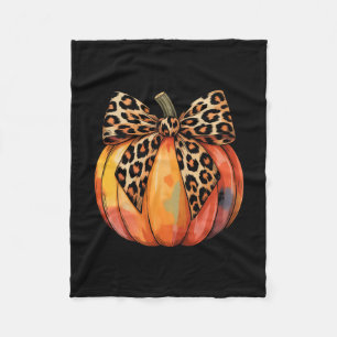 Coquette Bow Pumpkin Thanksgiving  Fleece Blanket