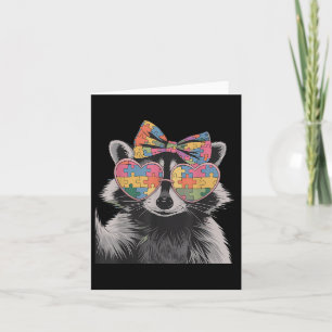 Coquette Bow Raccoon Autism Awareness Women Girls Card