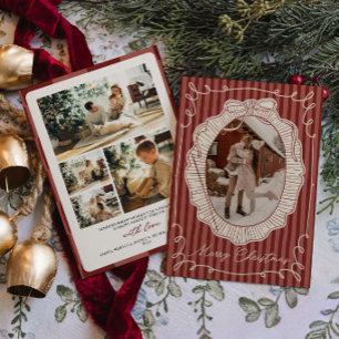 Coquette Bow Red Christmas Photo Card
