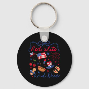Coquette Bow Red White and Due 4th of July Keychain