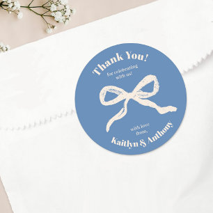 Coquette Bow Retro Wedding Classic Round Sticker