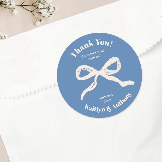Coquette Bow Retro Wedding Classic Round Sticker (Creator Uploaded)