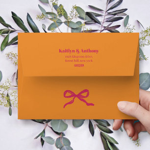 Coquette Bow Retro Wedding Envelope