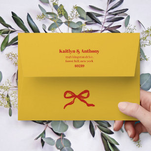 Coquette Bow Retro Wedding Envelope