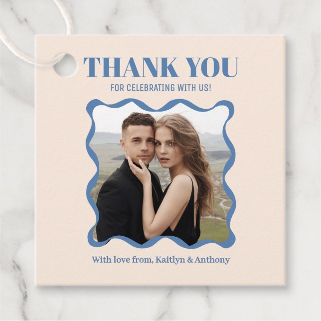 Coquette Bow Retro Wedding Favour Tags (Front)