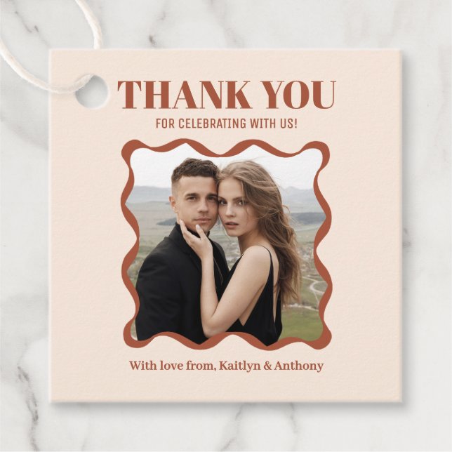 Coquette Bow Retro Wedding Favour Tags (Front)