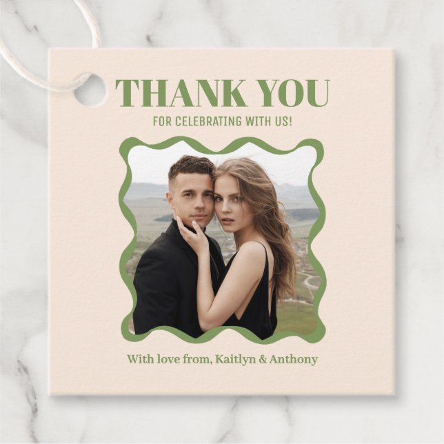 Coquette Bow Retro Wedding Favour Tags (Front)