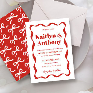 Coquette Bow Retro Wedding Invitation