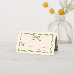 Coquette Bow Retro Wedding Place Card